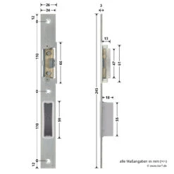 Hörmann Schließblech Für Hauptschloss THP/FSTHP DIN Links -Hörmann Verkauf 276986 hoermann schliessblech fuer hauptschloss thp fsthp din links bemassung