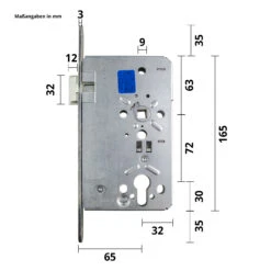 Hörmann Verkauf -Hörmann Verkauf 3040438 Einsteckschloss bemasst