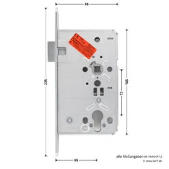 Hörmann Einsteck Rohrprofilschloss 1306 Für Nebentüren, PZ, Rechts -Hörmann Verkauf 3040516 hoermann einsteck rohrprofilschloss 1306 fuer nebentueren pz rechts seitenansicht masse