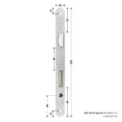 Hörmann Einsteck Rohrprofilschloss 1306 Für Nebentüren, PZ, Rechts -Hörmann Verkauf 3040516 hoermann einsteck rohrprofilschloss 1306 fuer nebentueren pz rechts stulp masse