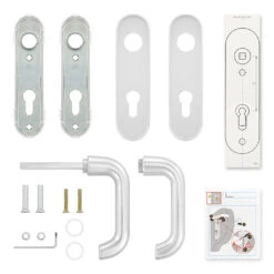 Hörmann Drückergarnitur D110 Kurzschild PZ, Alu -Hörmann Verkauf 449910 hoermann drueckergarnitur mit kurzschild pz gelocht alu lieferumfang