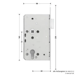 Hörmann Panikschloss 1201 PZ Für Stahltüren, Links -Hörmann Verkauf 478749 hoermann panikschloss 1201 pz dornmass 65 funktion e li masse seite