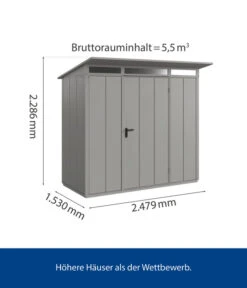 Hörmann Berry-Gerätehaus Modern-P Typ 1, Ca. B247,9/H228,6/T153 Cm -Hörmann Verkauf 6669998 WE BG 001 HoermannMetallgeraetehaus